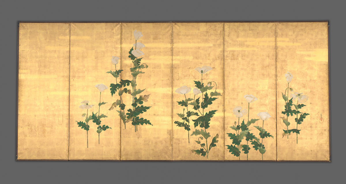 Ogata Korin, White Poppies on Gold Ground — Yellow Collection
