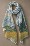 Wheat Field with Cypresses Scarf — ARTTIKA Yellow Collection product mockup