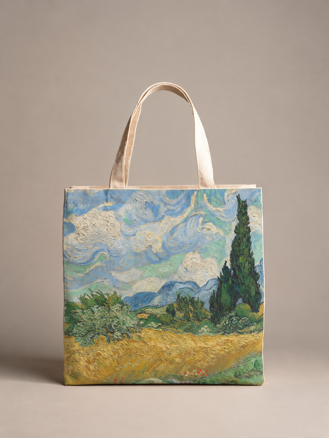 Wheat Field with Cypresses Tote — ARTTIKA Yellow Collection product mockup