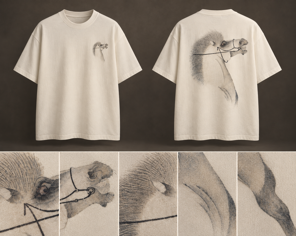 Night-Shining White Oversized Tee — ARTTIKA canonical front-and-back hero
