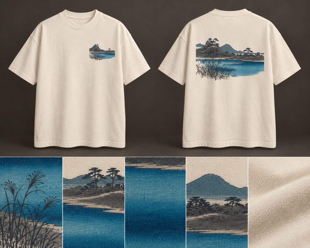 Six Jewel Rivers Oversized Tee — ARTTIKA canonical front-and-back hero