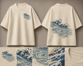 The Whirlpools of Awa Oversized Tee — ARTTIKA canonical front-and-back hero