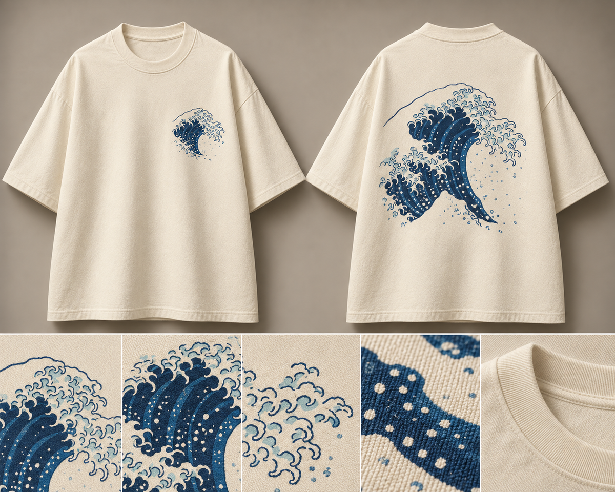 Under the Wave off Kanagawa Oversized Tee — ARTTIKA canonical front-and-back hero