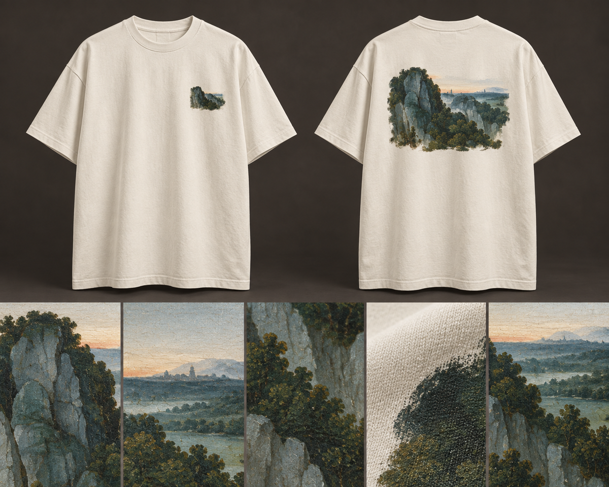 The Penitence of Saint Jerome Oversized Tee — ARTTIKA canonical front-and-back hero