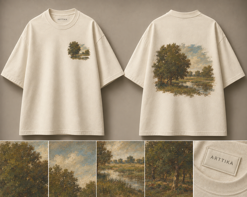 A River in a Meadow Oversized Tee — ARTTIKA product hero