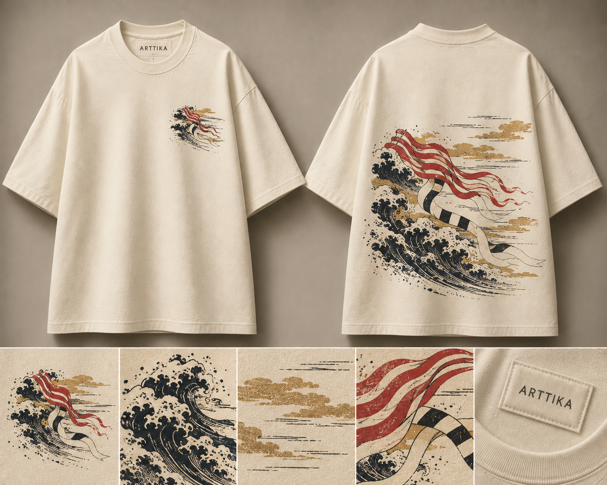 Defeat of the Mongols in the Western Sea Oversized Tee — ARTTIKA product hero