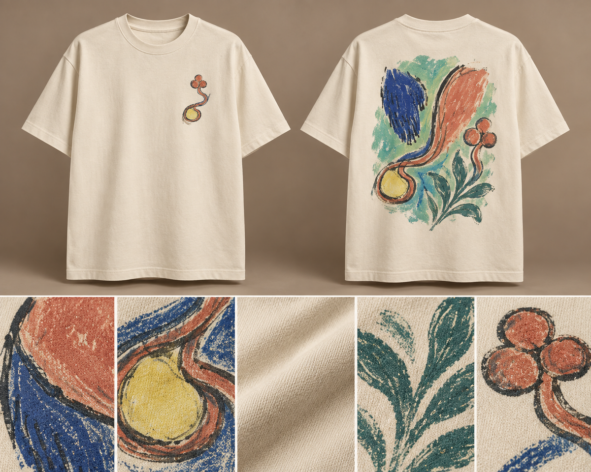 The Zouave Oversized Tee — ARTTIKA canonical front-and-back hero