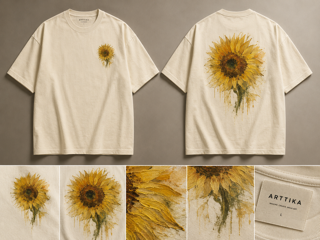 Sunflowers Oversized Tee – ARTTIKA Yellow Collection